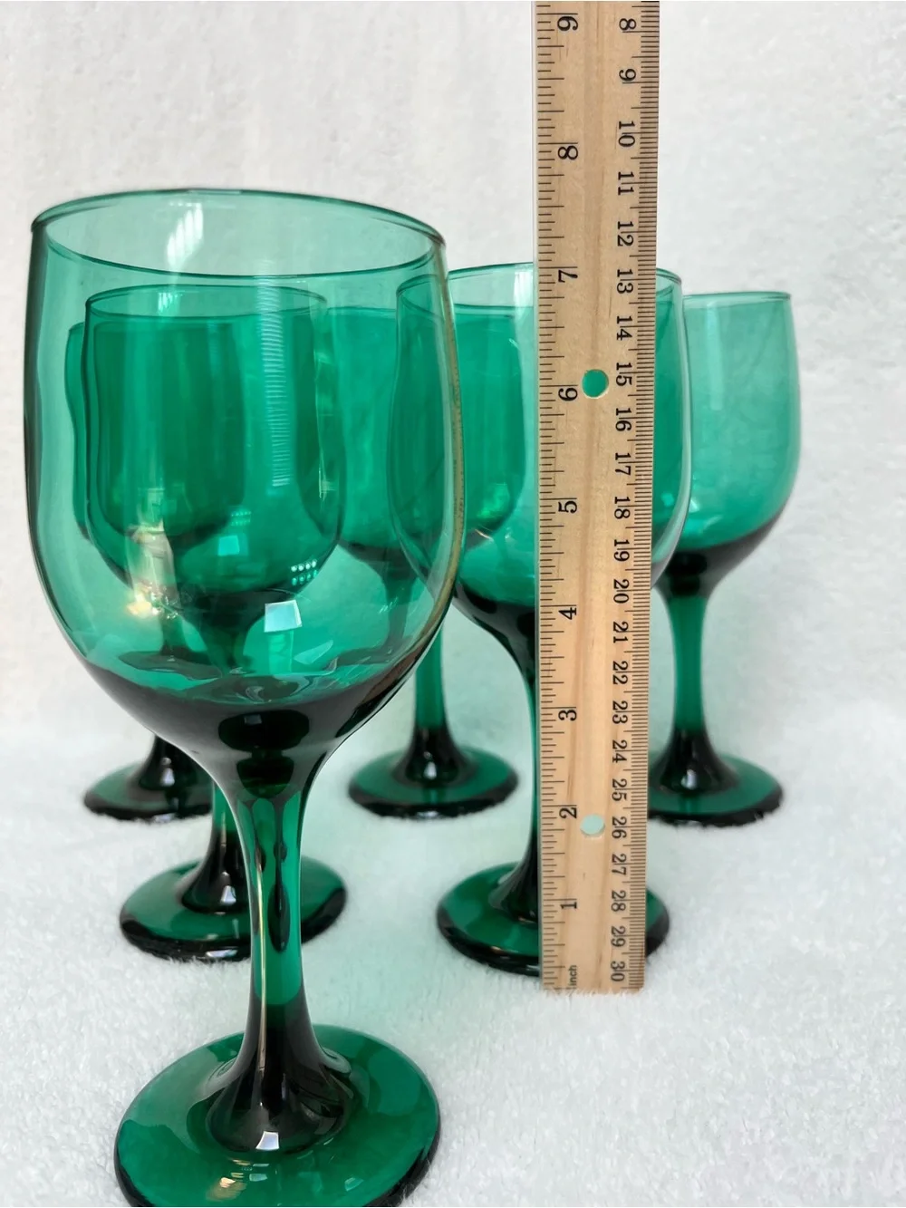 Libbey Juniper Green Wine / Water Glasses Set 6 Vintage Stemware Hold 10 OZ EUC